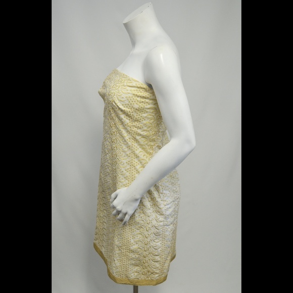 Banana Republic Gold & Ivory Strapless Dress NYE! - Picture 6 of 8